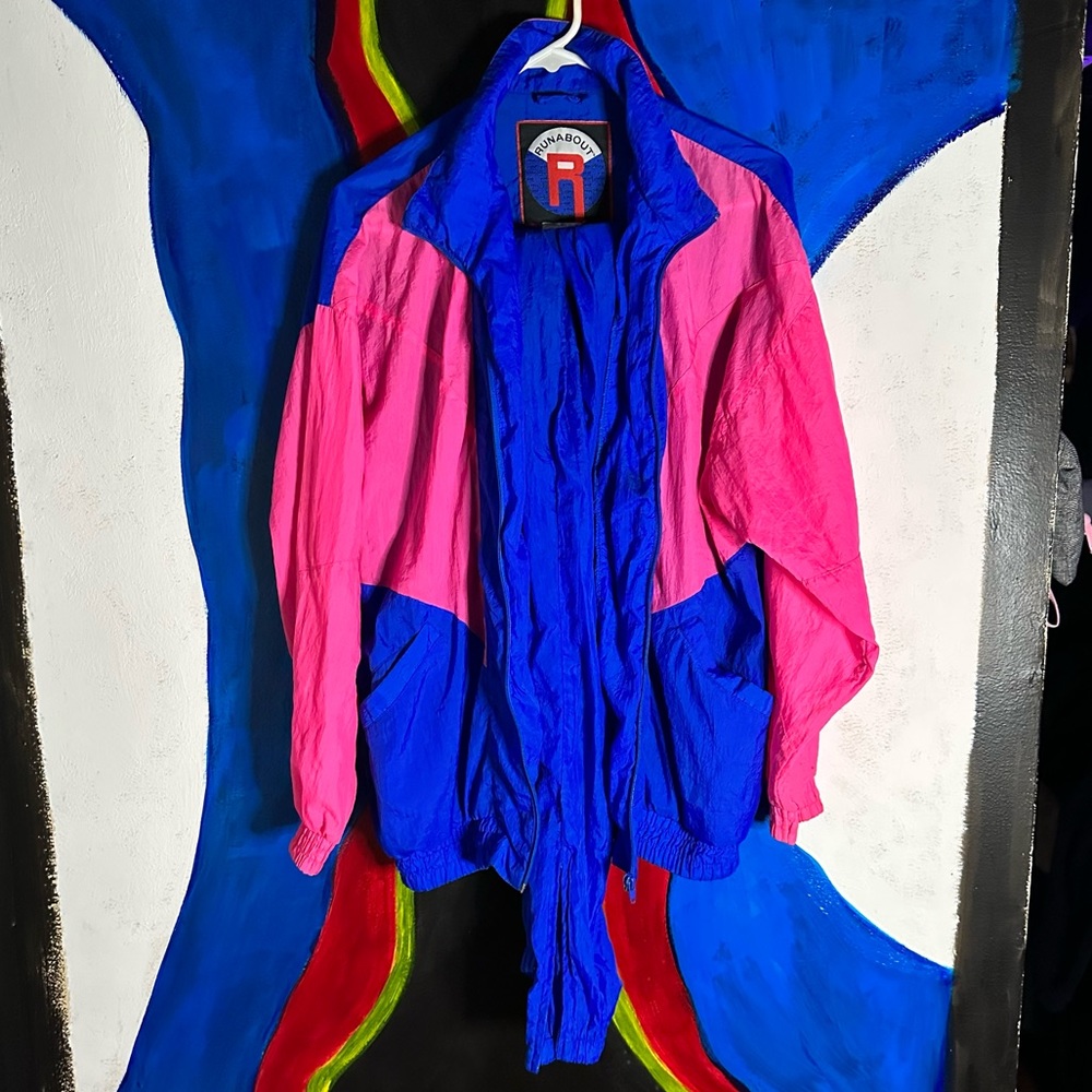 Retro Pink & Blue Tracksuit Windbreaker Set